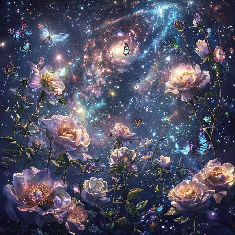 The Celestial Garden - where galaxies bloom like roses and butterflies carry starlight on their wings. Each flower holds a universe. Each petal, a million suns. The cosmic gardener tends to infinity, one blossom at a time. ?????? #CelestialGarden #CosmicFlowers #AIArt #Surreal #Dreamscape #GalaxyArt