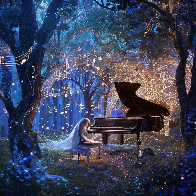 In the Symphony Forest, music doesn't just play - it grows. Every melody becomes a tree. Every note, a glowing leaf. And somewhere in a moonlit clearing, an ethereal pianist plays the song that makes the stars dance. Can you hear it? ????? #SymphonyForest #MusicMagic #AIArt #Ethereal #Dreamscape #FantasyArt